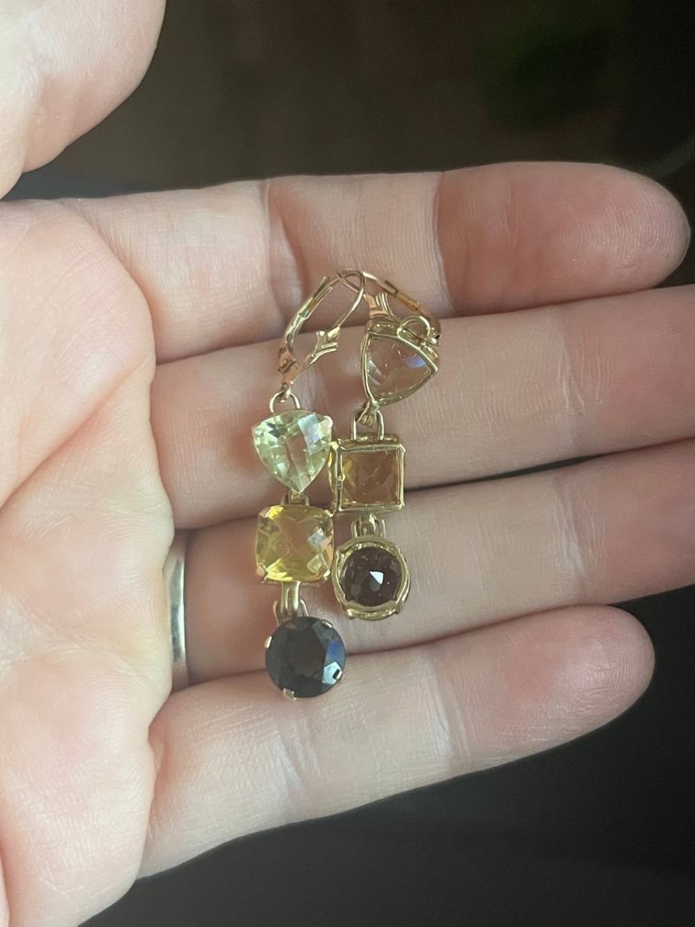 14k Gold Multi-Stone Drop/dangle Earrings - Picture 3 of 3